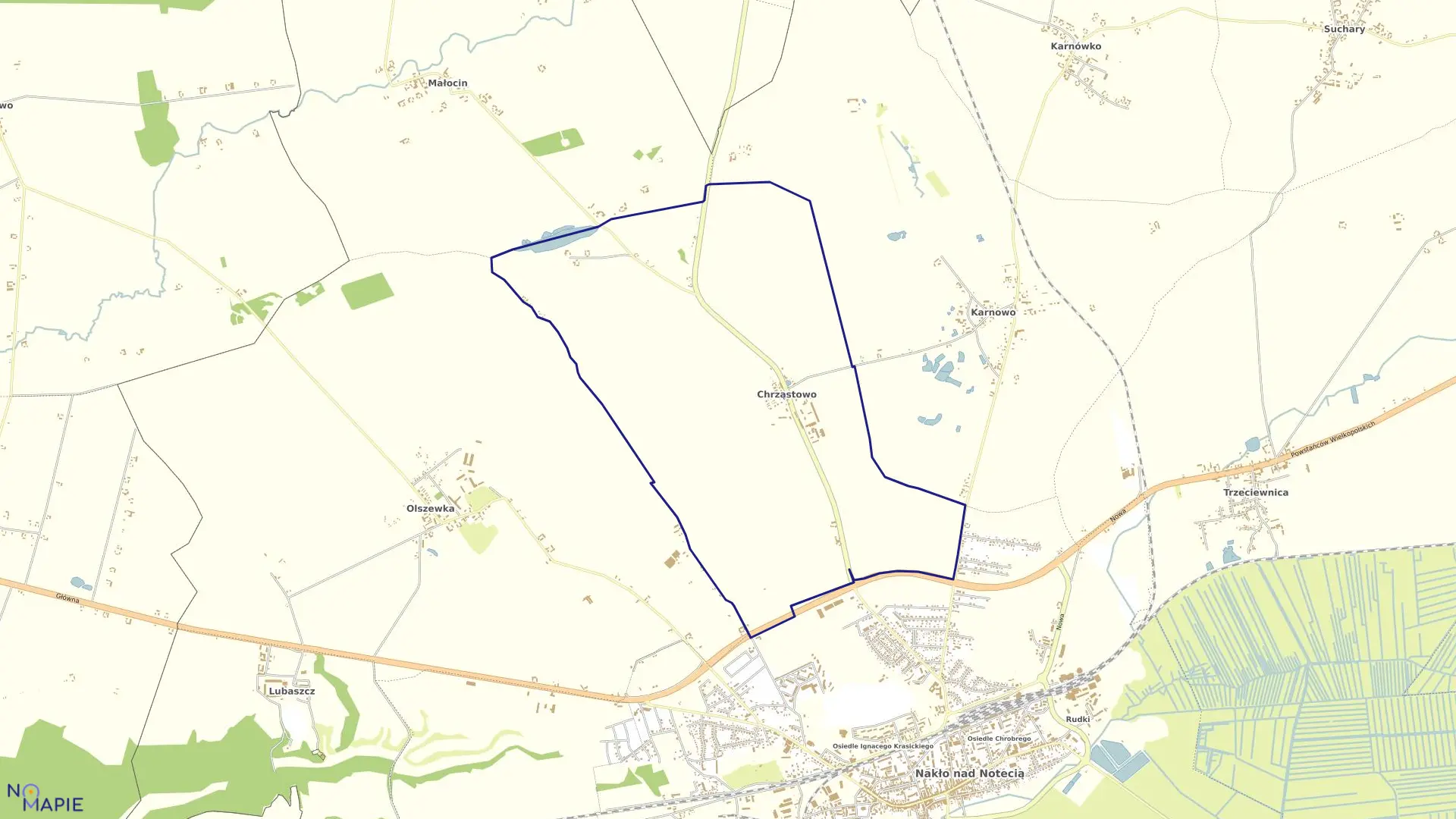 Mapa obrębu Chrząstowo w gminie Nakło nad Notecią