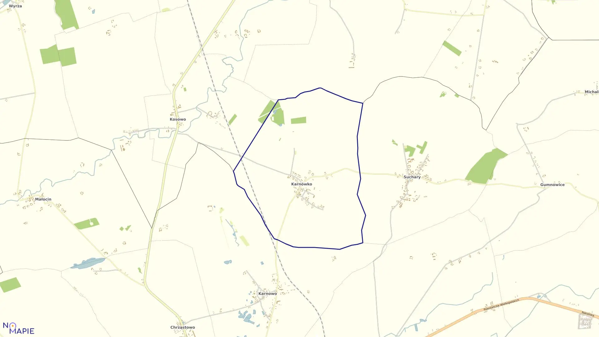 Mapa obrębu Karnówko w gminie Nakło nad Notecią