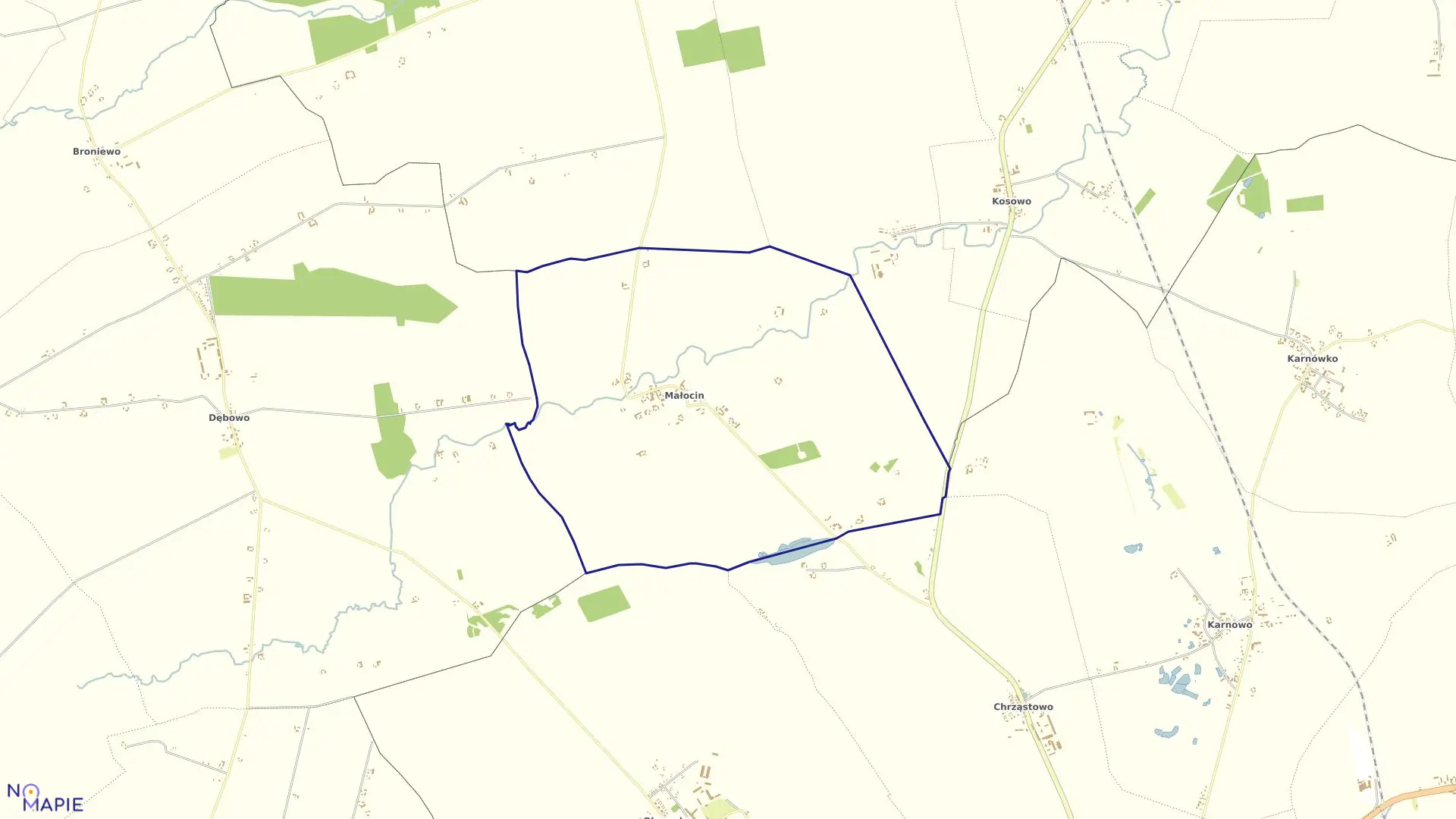 Mapa obrębu Małocin w gminie Nakło nad Notecią