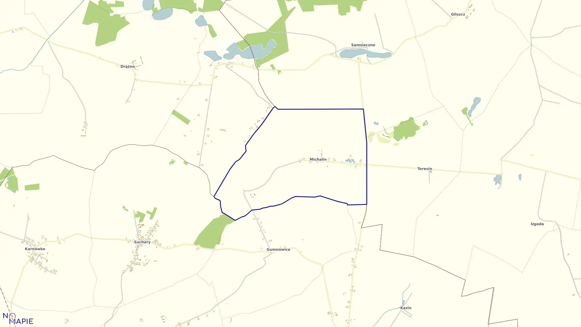 Mapa obrębu Michalin w gminie Nakło nad Notecią