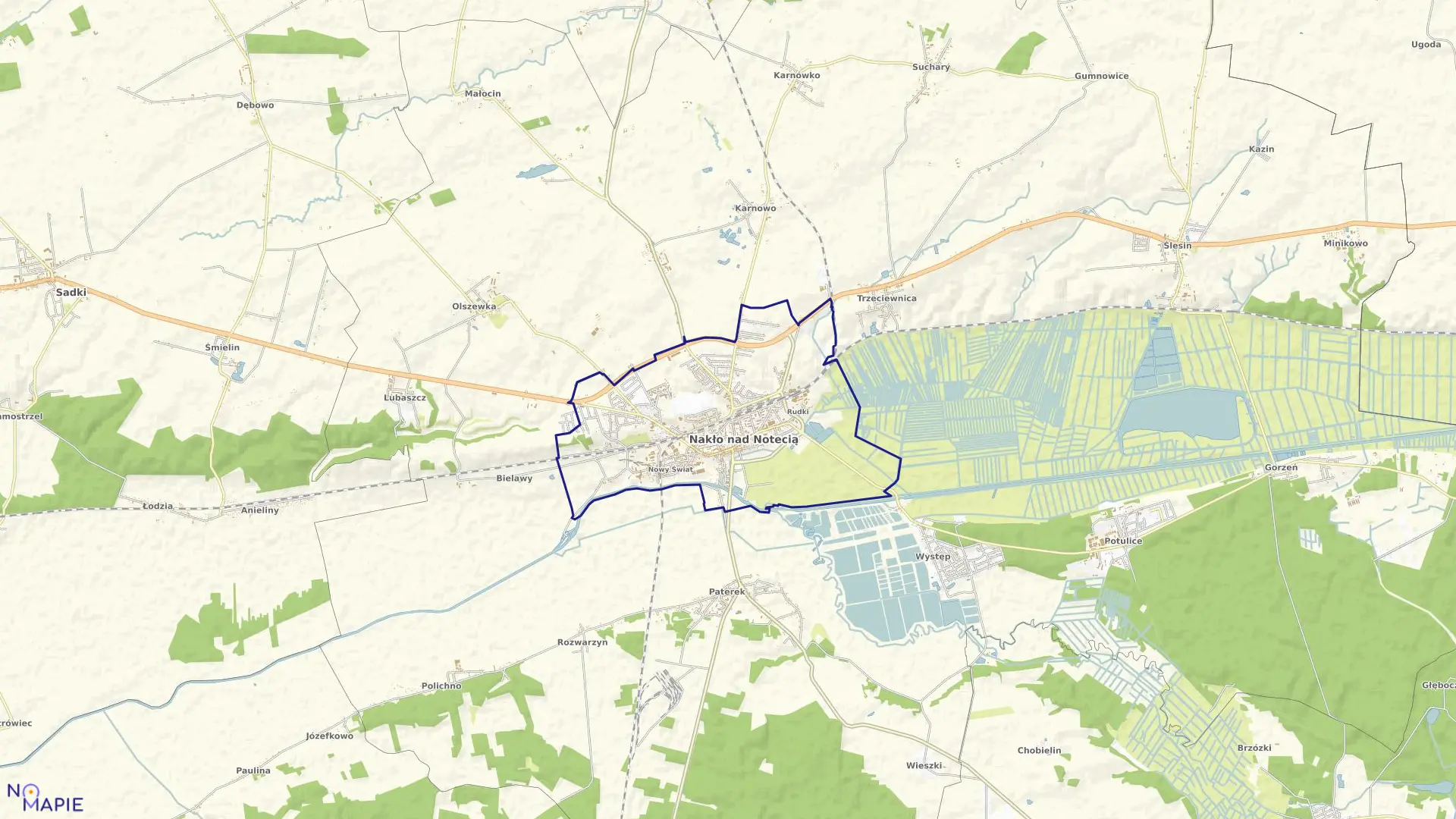 Mapa obrębu Nakło nad Notecią w gminie Nakło nad Notecią