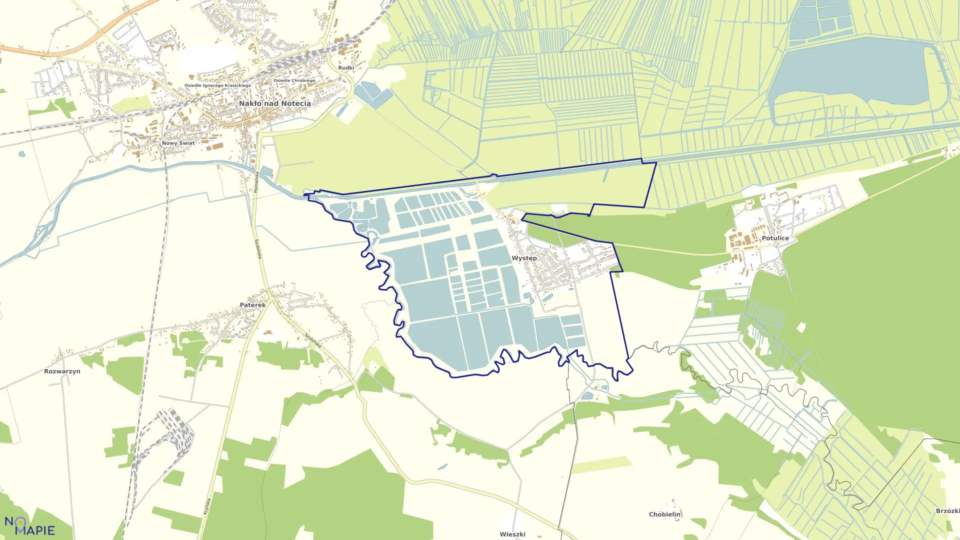 Mapa obrębu Występ w gminie Nakło nad Notecią